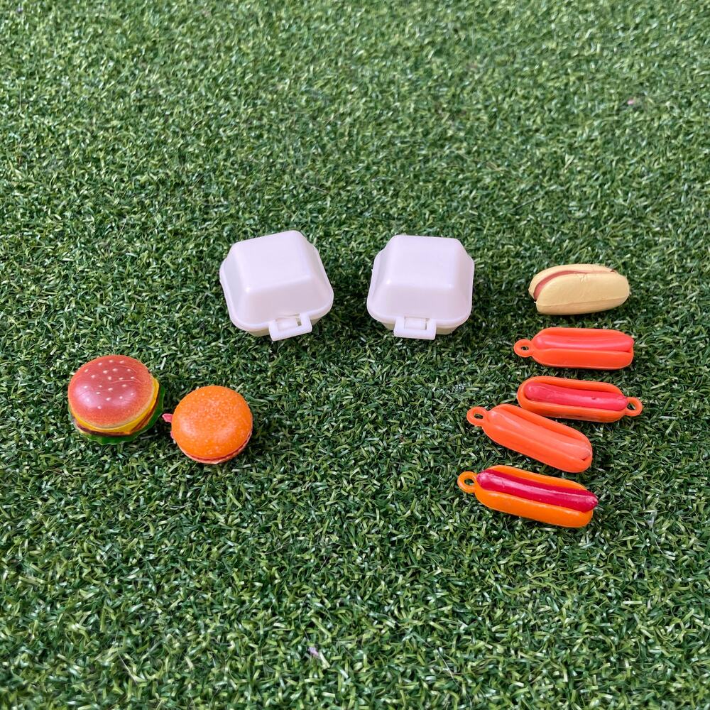 Vintage Miniature Food Lot Hot Dogs Hamburgers Printer Drawer Trinket Shelf 9pc